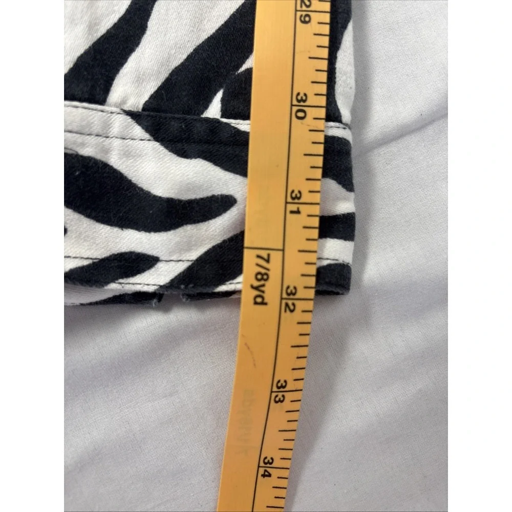 New Directions Zebra Print Canvas Studded Jacket Women Medium Black White Zip